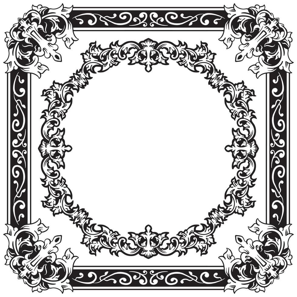 Ornamental Border Geometric Outlines Decorative Decorative Leaf Motifs vector