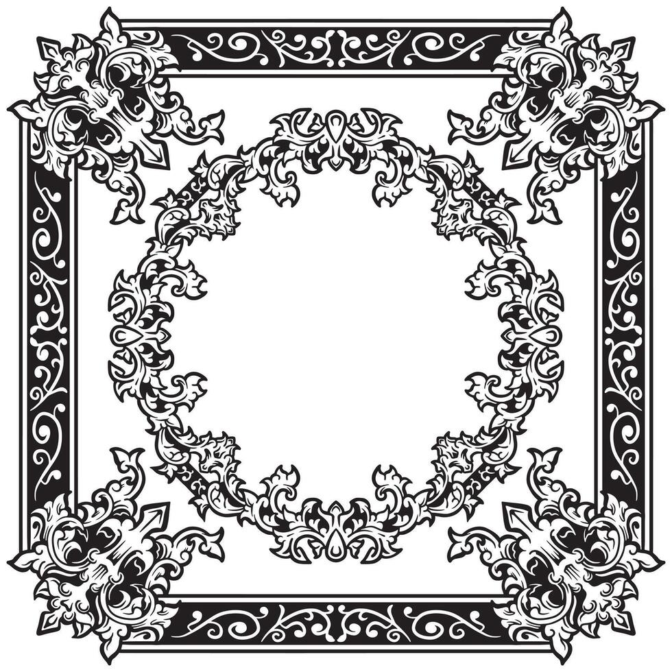 Ornamental Frames Geometric Outlines Decorative Fine Leaf Curves vector