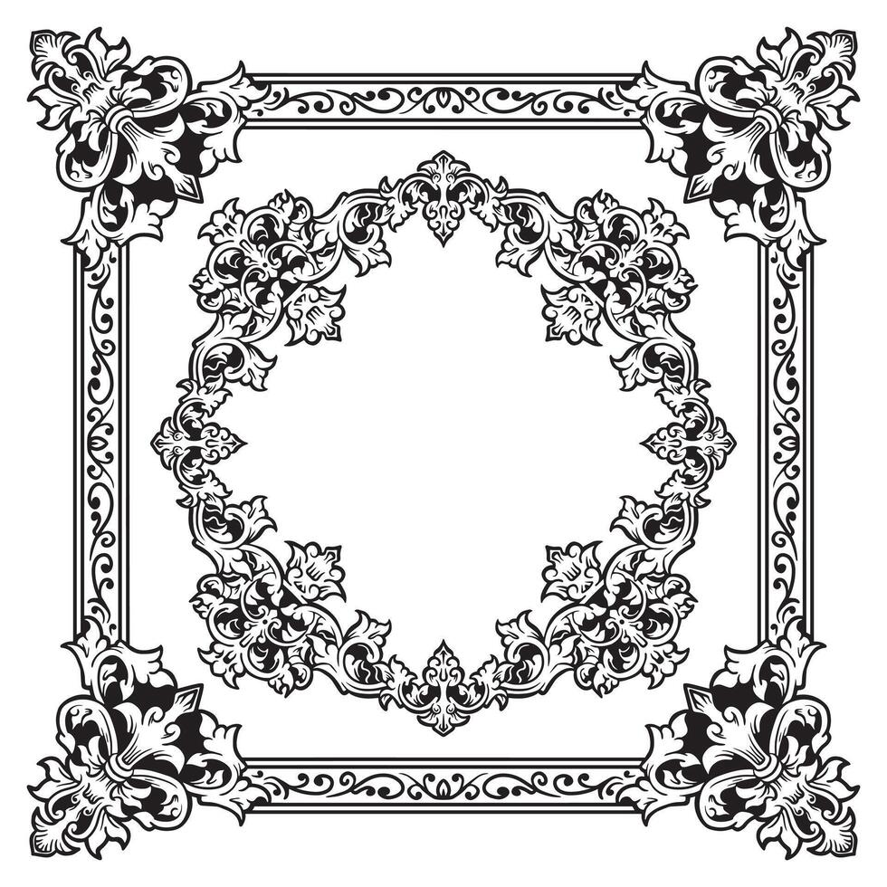 Ornamental Border Geometric Outlines Decorative Timeless Line vector