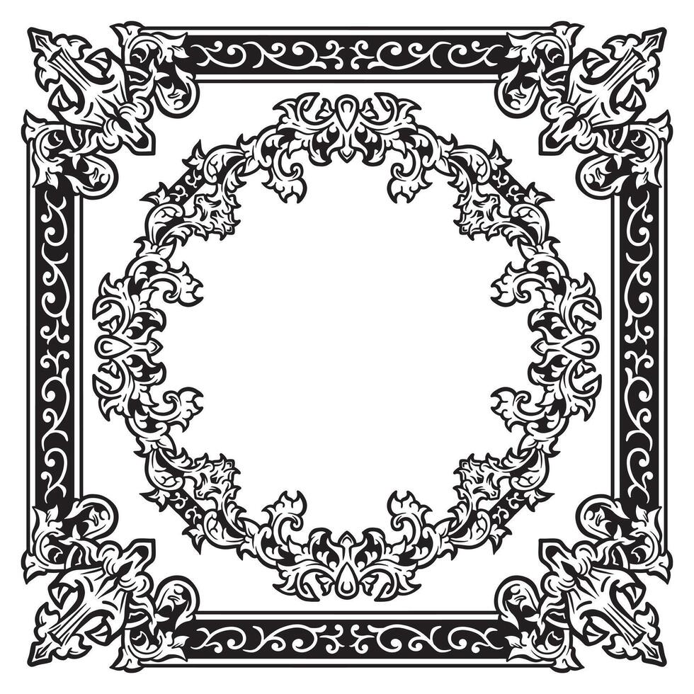 Ornamental Border Geometric Outlines Decorative Minimalist Leaf Patterns vector
