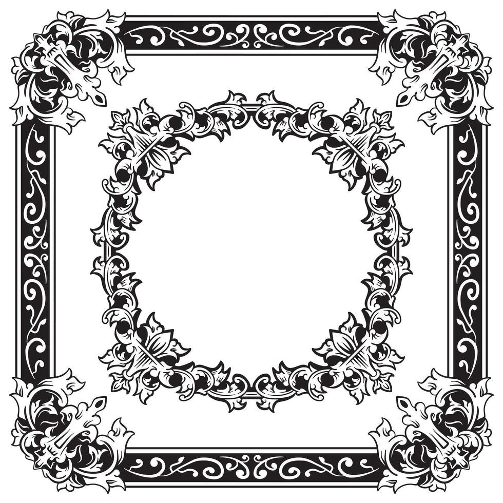 Ornamental Frames Geometric Outlines Decorative Sleek Element vector