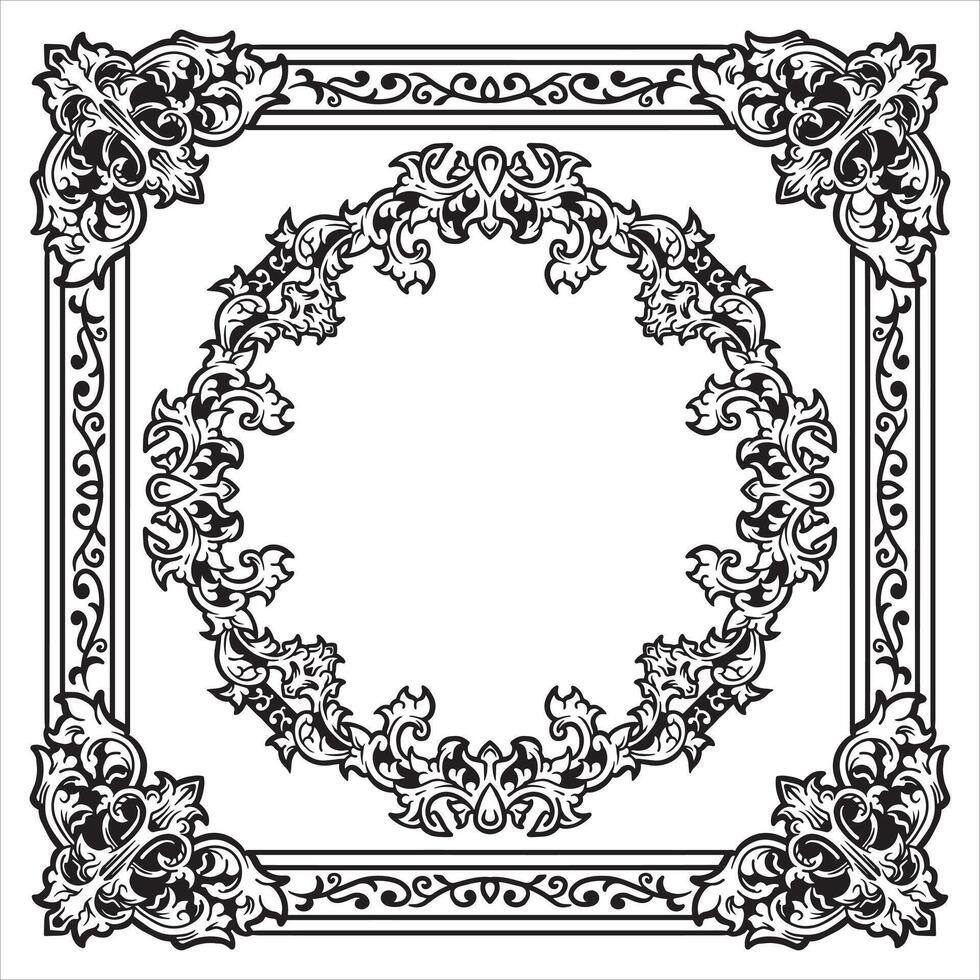 Ornamental Border Geometric Outlines Decorative Decorative Leaf Flourishes vector