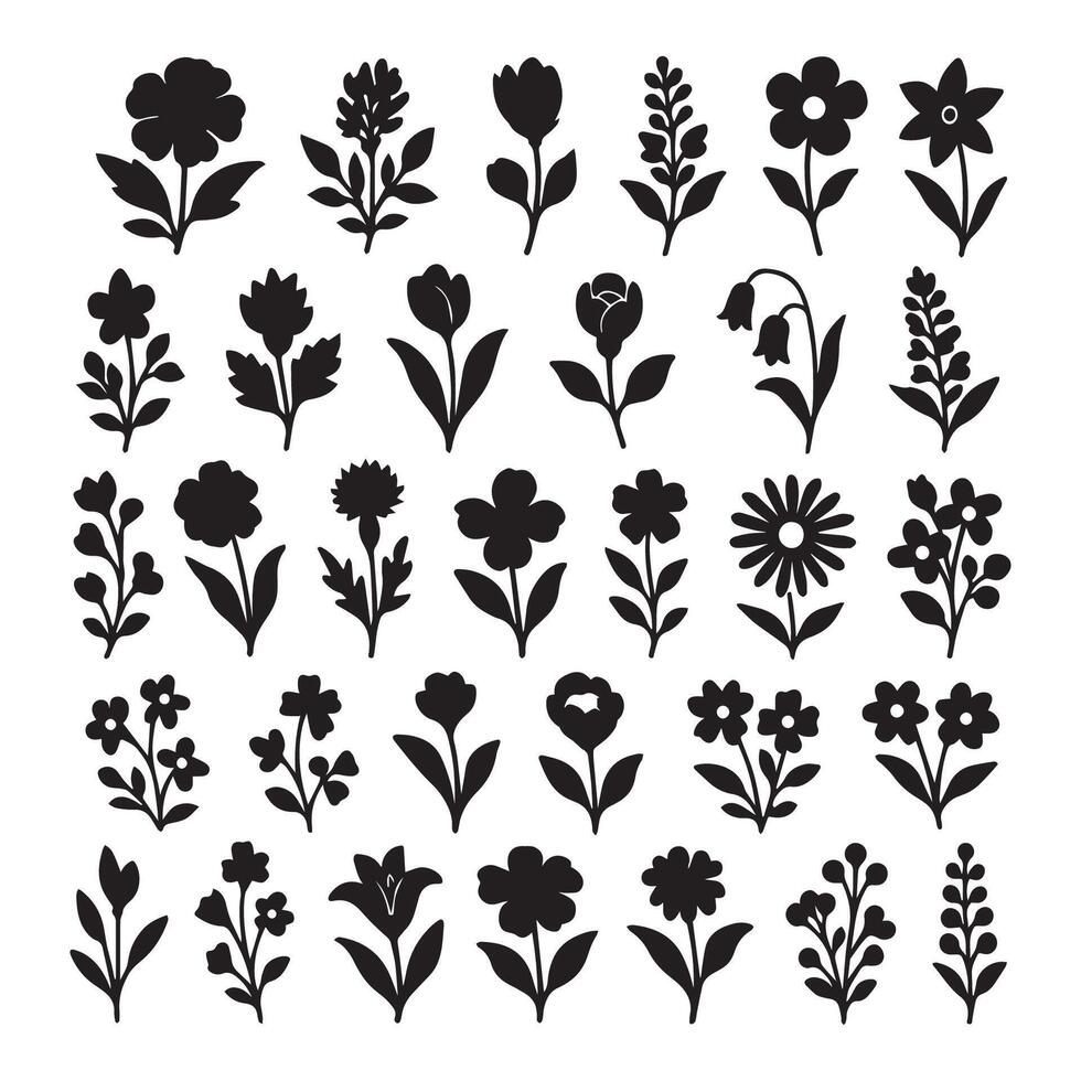Rustic Wildflower Silhouettes for Creative Use vector