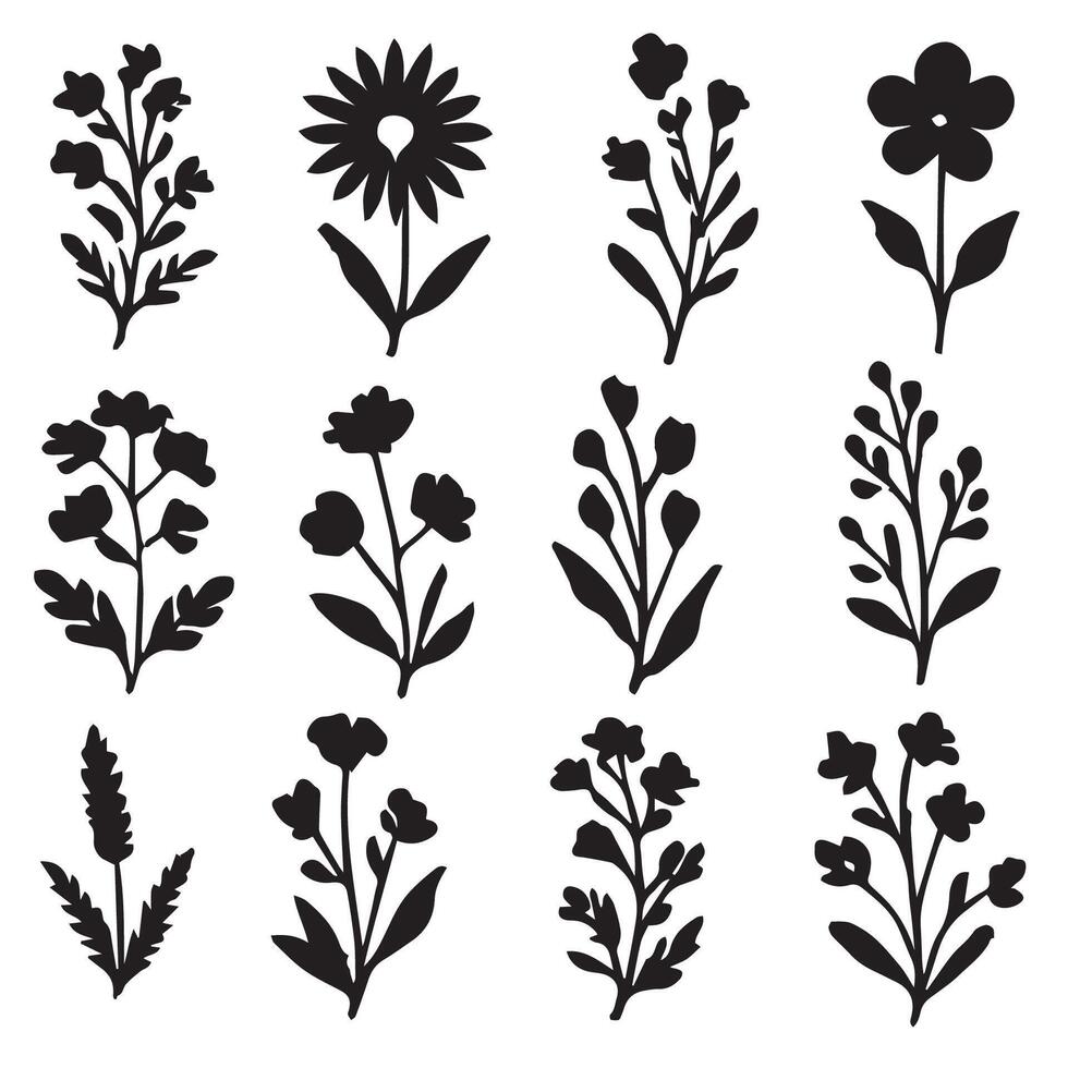 Delicate Wildflower Drawings for Nature Themes vector