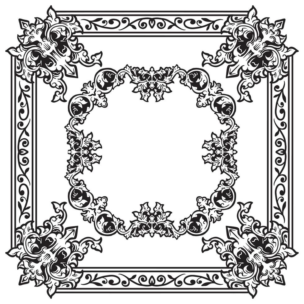 Ornamental Border Outline Geometric Premium Decorative vector