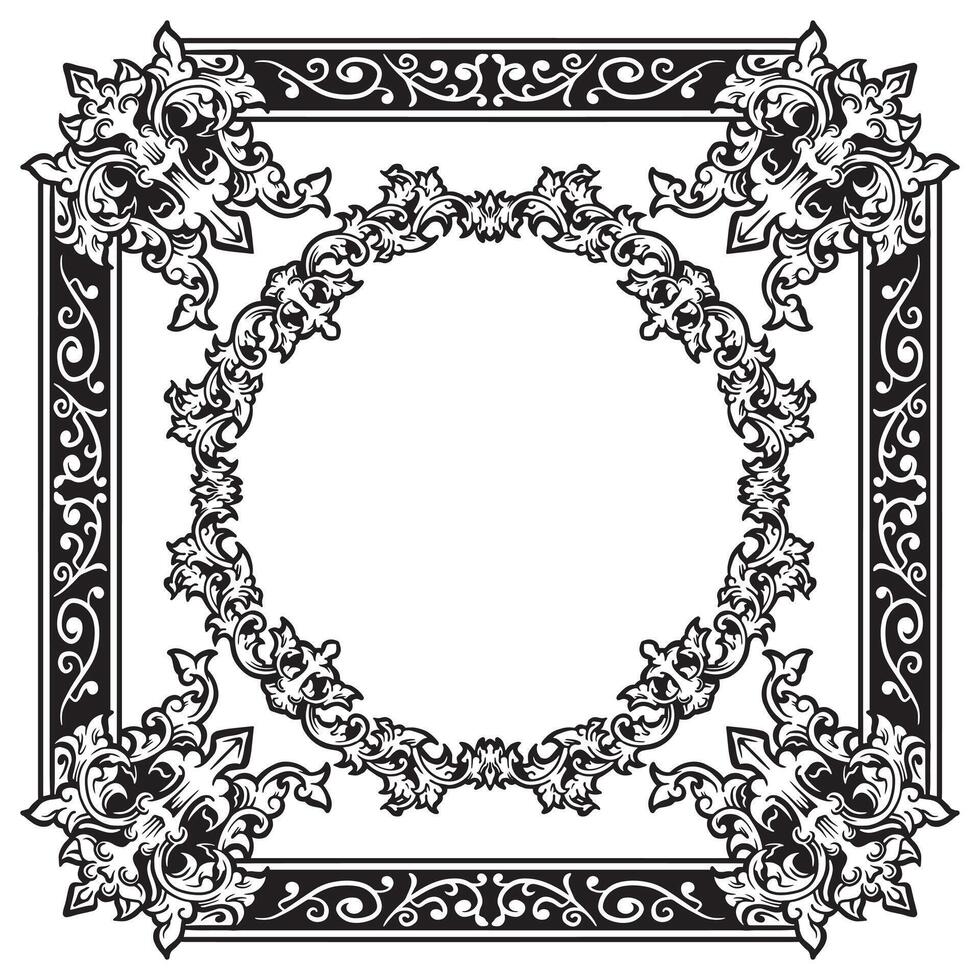 Ornamental Frames Geometric Outlines Decorative Fine Leaf Motifs vector
