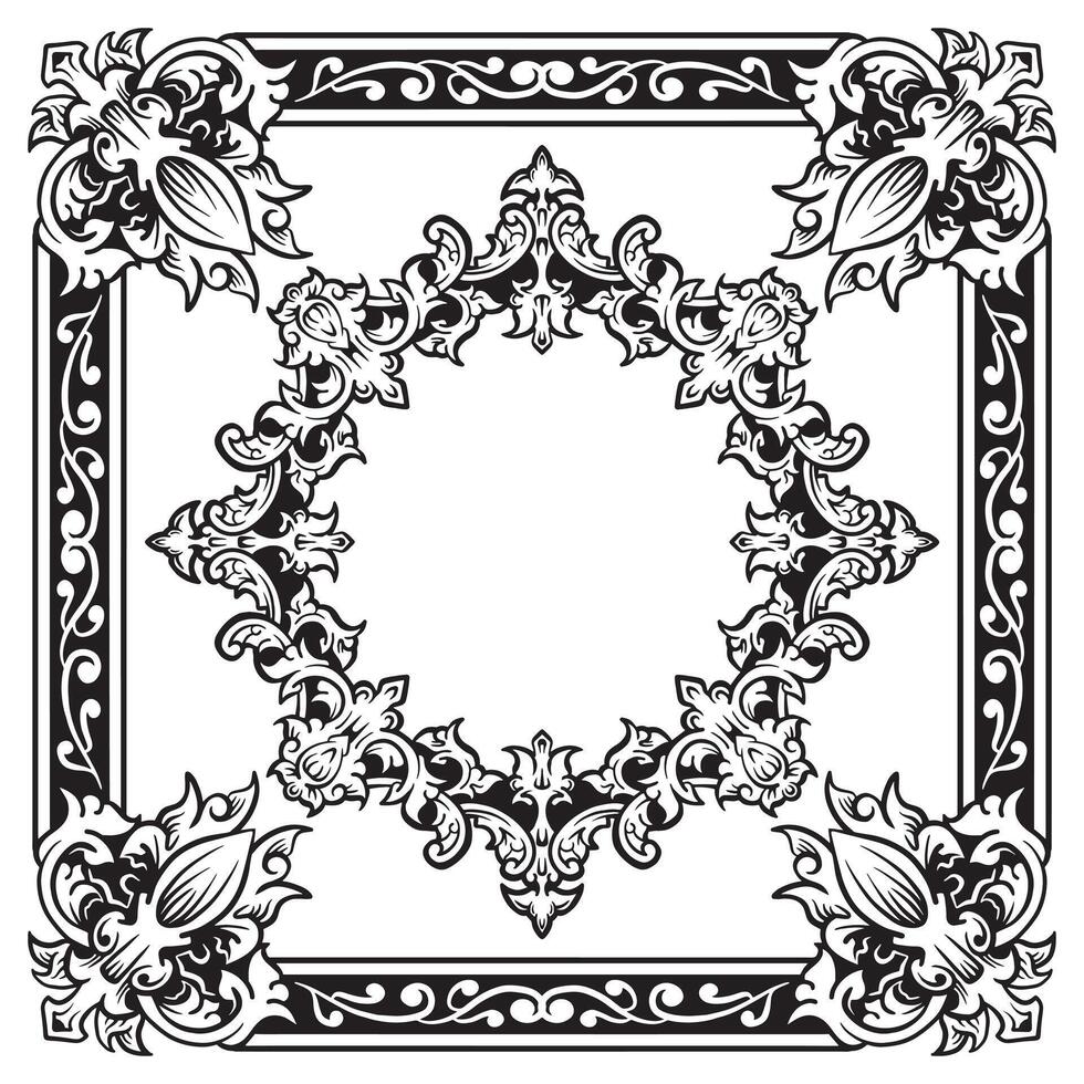Ornamental Border Geometric Outlines Decorative Artistic Layout vector