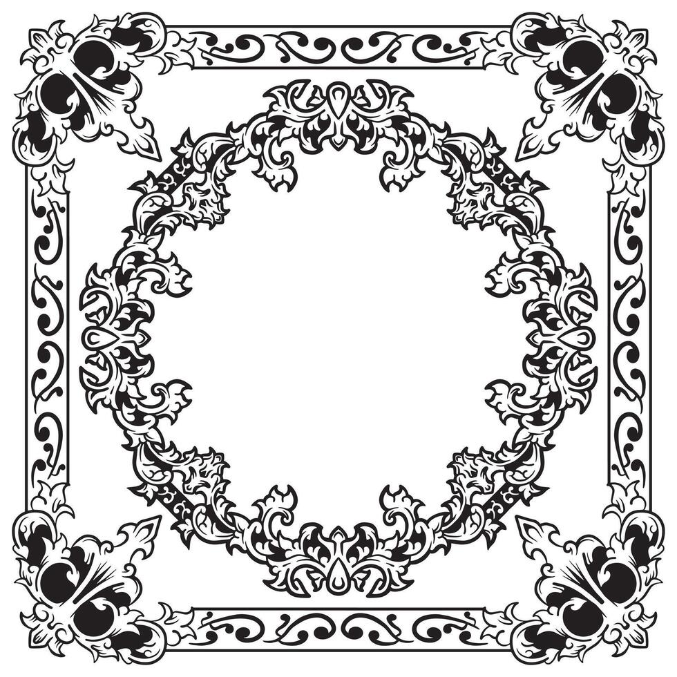 Ornamental Border Decorative Geometric Lineart Premium vector