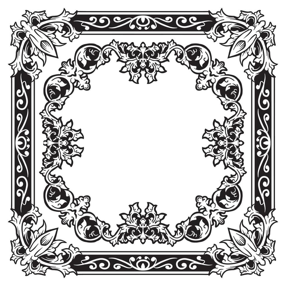 Ornamental Border Geometric Lineart Decorative Premium vector