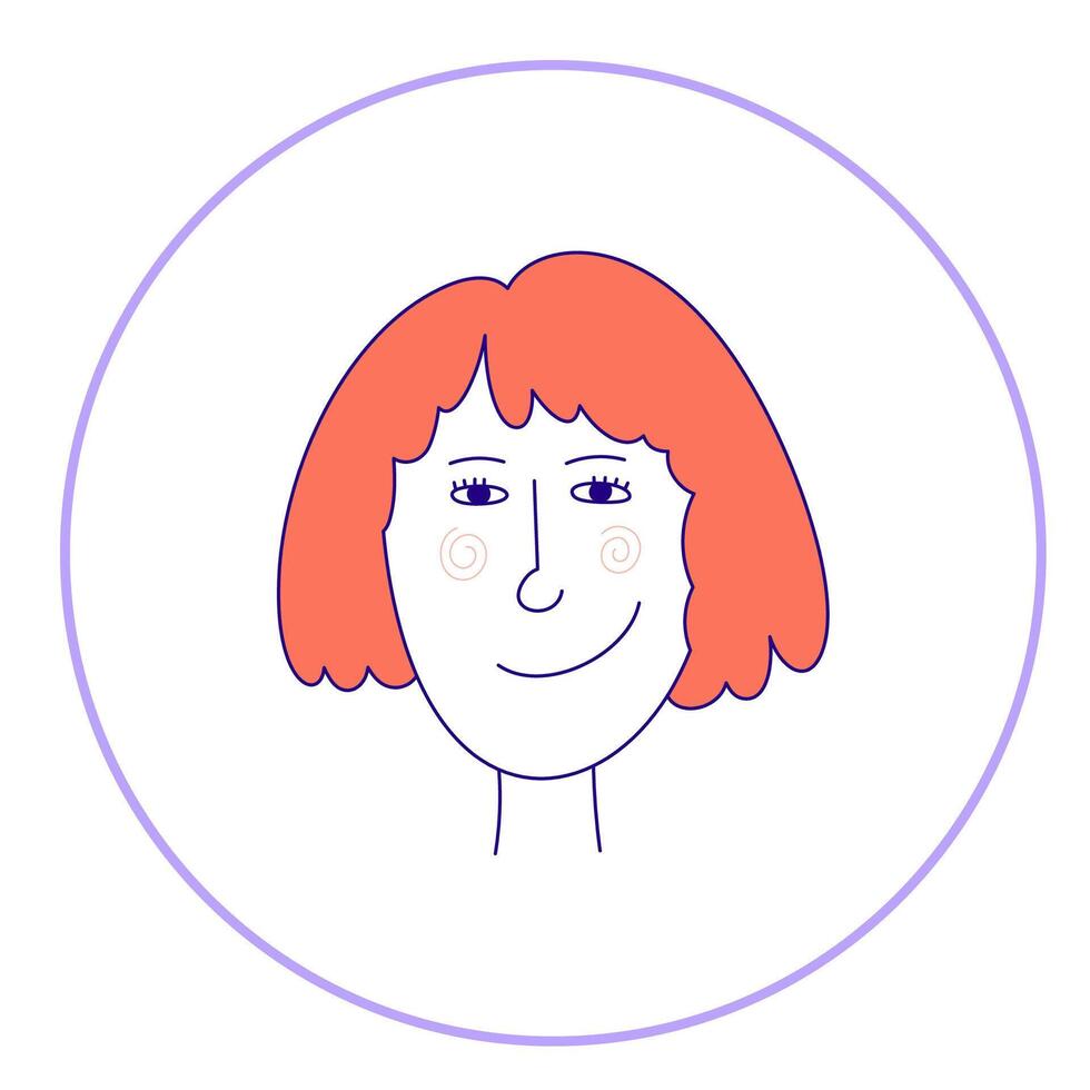 Hand drawn doodle face. Simple avatar portrait of woman various ages for social, apps, icons, website vector