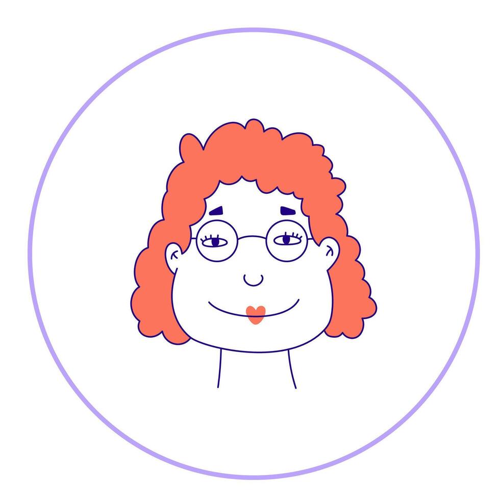 Hand drawn doodle woman face. Simple avatar portrait for social media, apps, icons, website vector