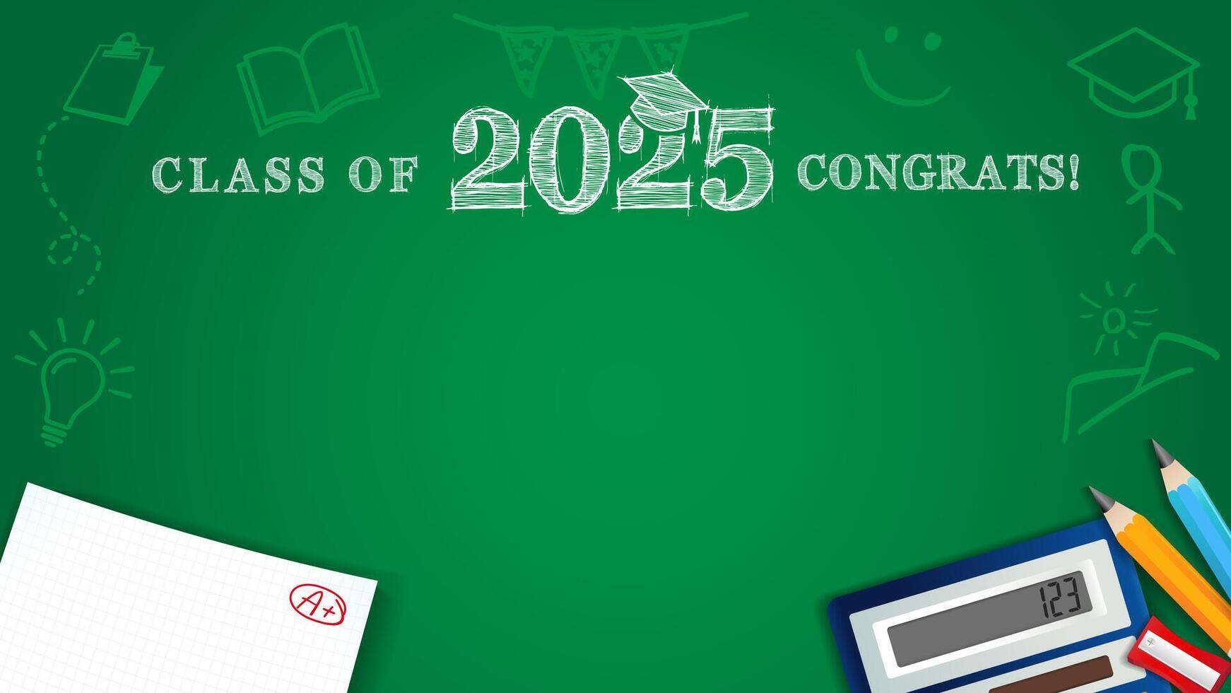 Class of 2025 congrats, invitation design, announcement template with copy space vector