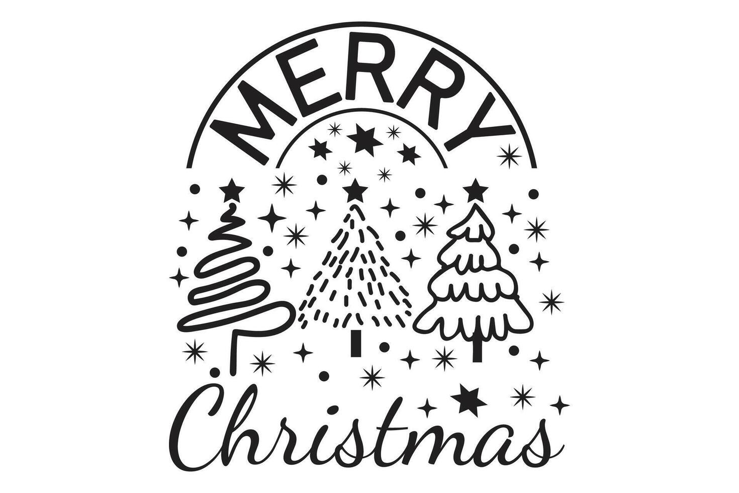 Merry Christmas Tree EPS T-shirt Design vector
