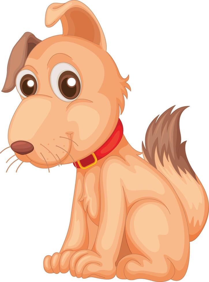 Adorable Cartoon Puppy with Red Collar Illustration vector