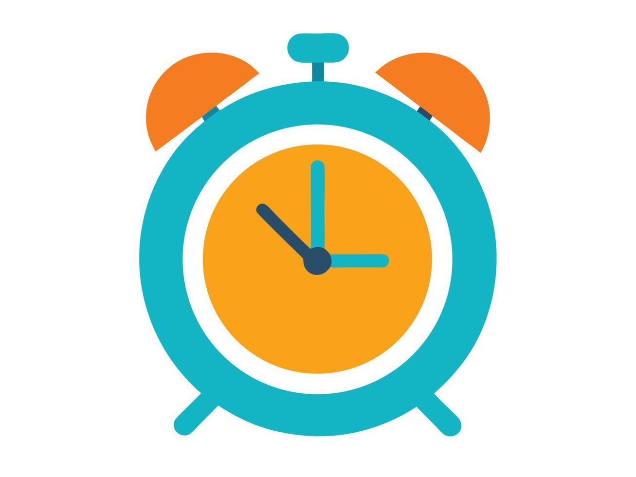 Vibrant illustration of a teal and orange alarm clock isolated on white vector