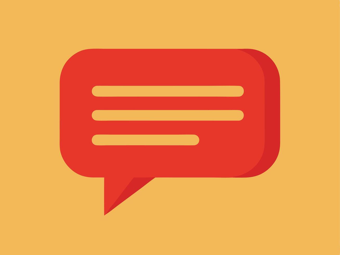Simple red speech bubble illustration on a yellowish orange background vector