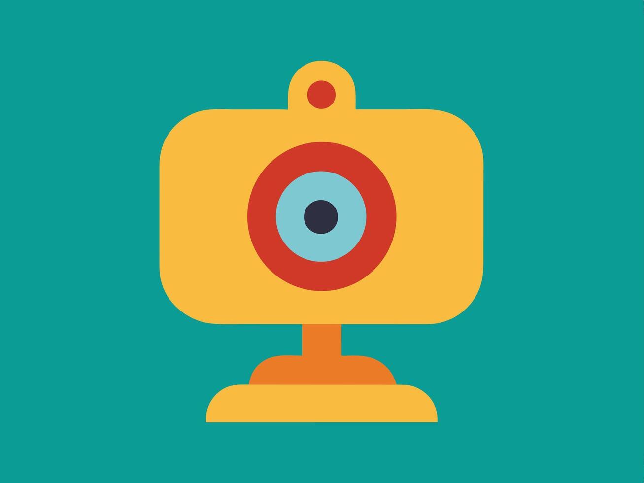 illustration of a retro webcam on a teal background vector