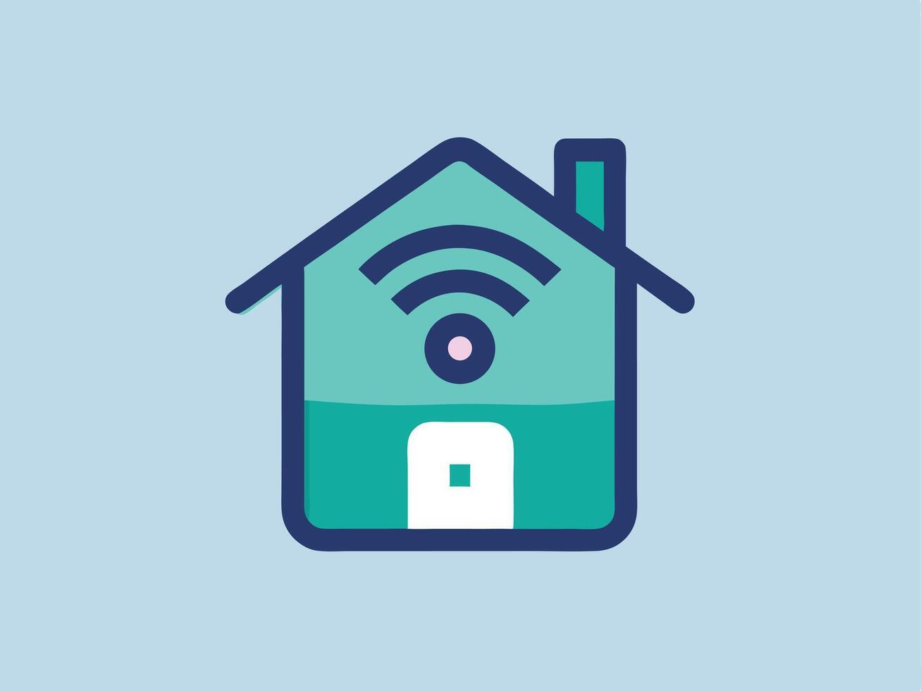 Smart home concept illustrated by a cute house with wi-fi signal vector