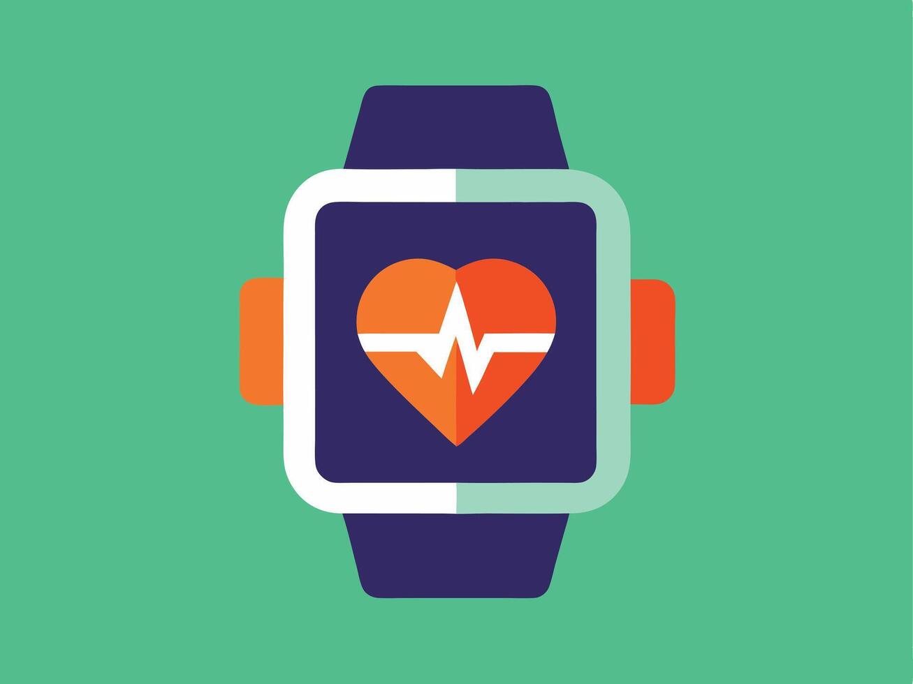 Smartwatch displaying heart rate monitoring on a green background vector