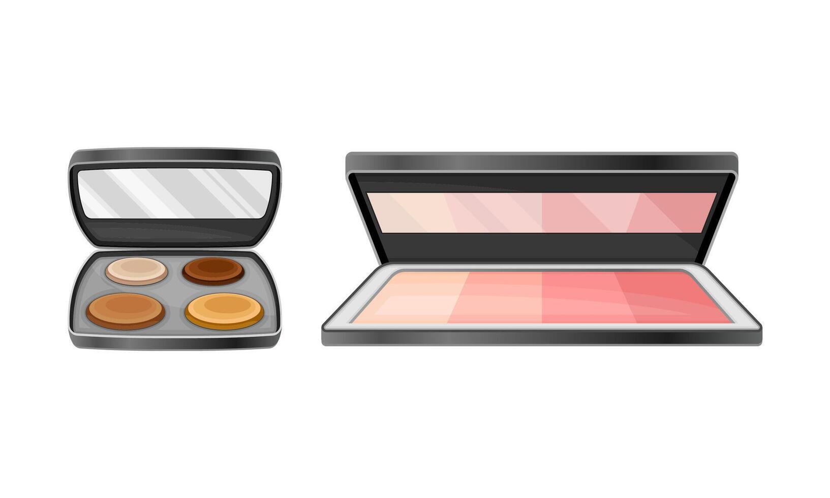 Makeup cosmetics for face set. Blush and eye shadow illustration vector