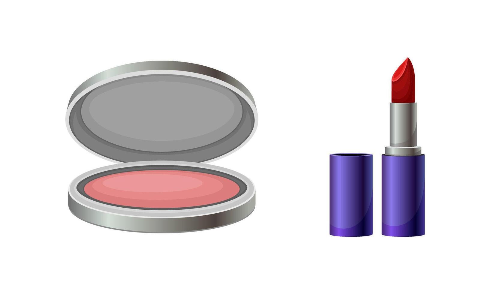 Makeup cosmetics set. Blush and lipstick illustration vector