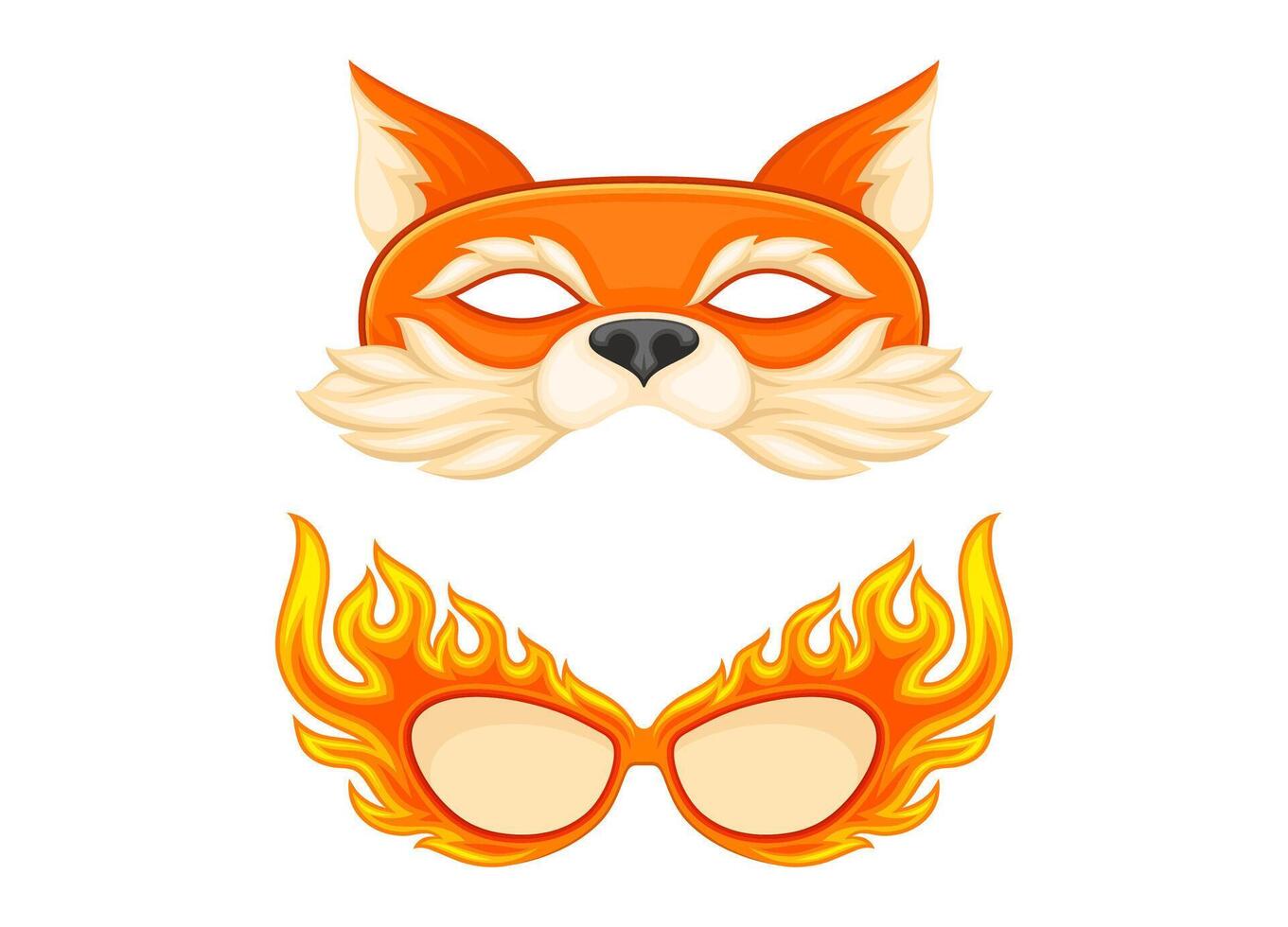 Carnival or party face mask and glasses set cartoon illustration vector