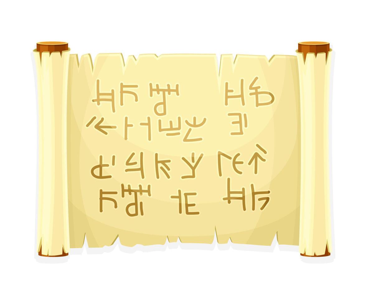 Ancient egyptian papyrus with hieroglyphs. Egypt scroll document illustration vector