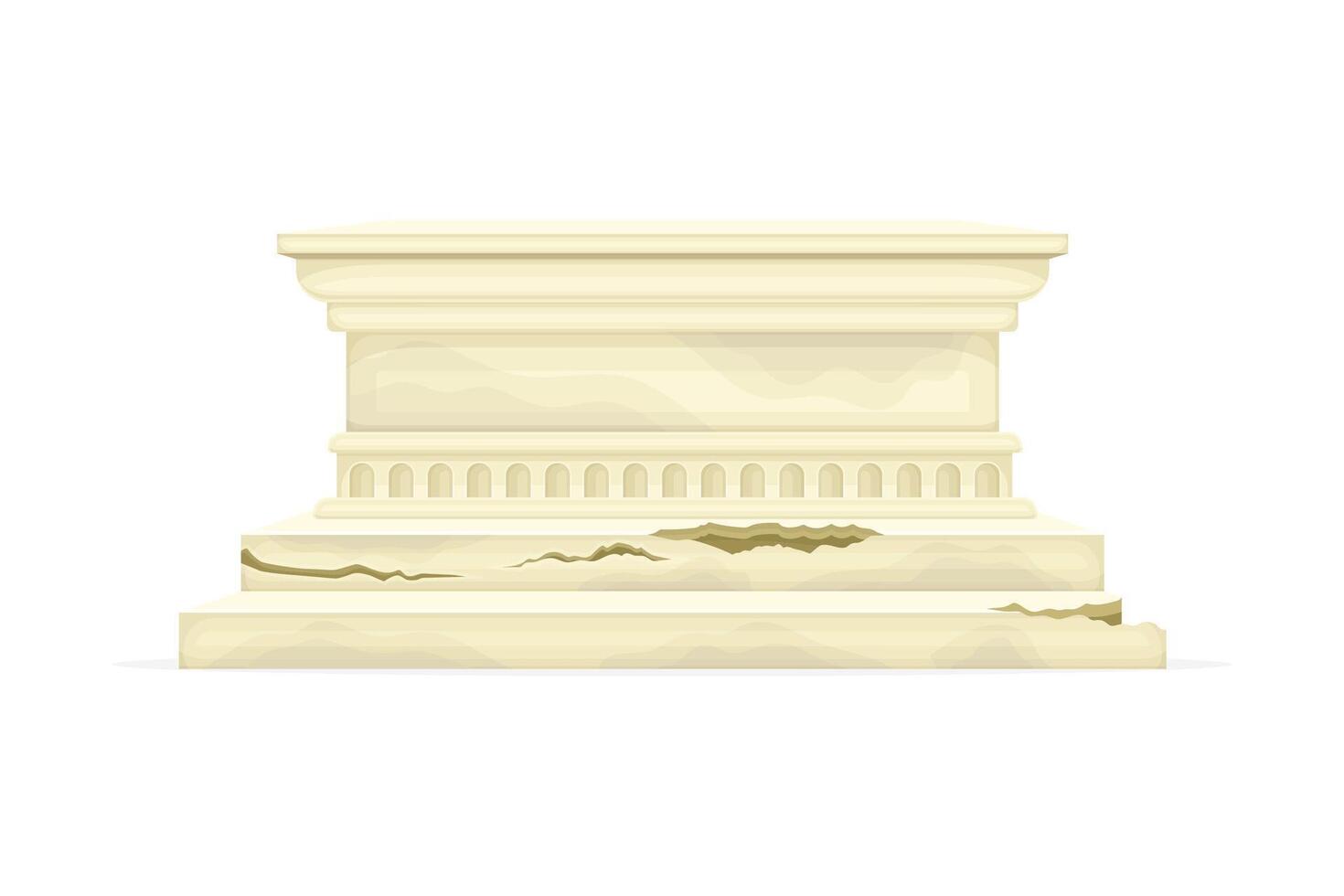Ancient Greek or Rome empire temple, palace fragment. Ruined marble pillar illustration vector