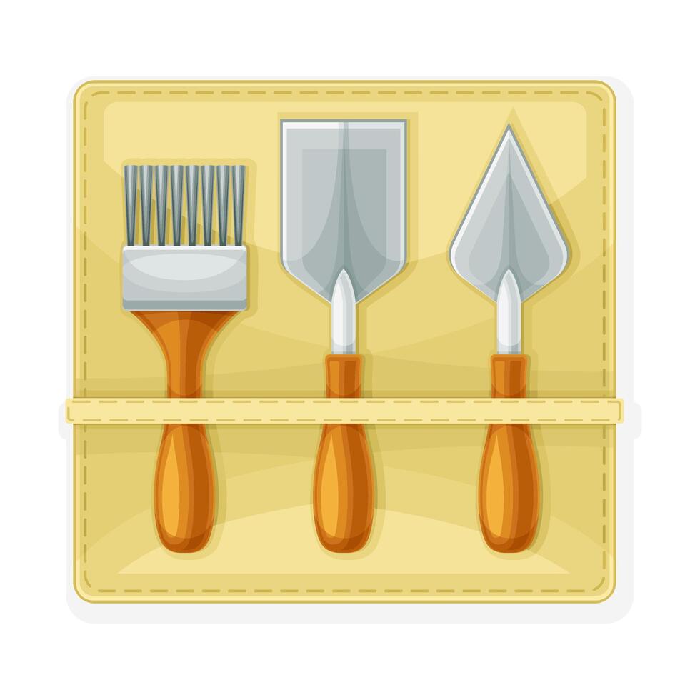 Archaeological excavation tools set illustration on white background vector