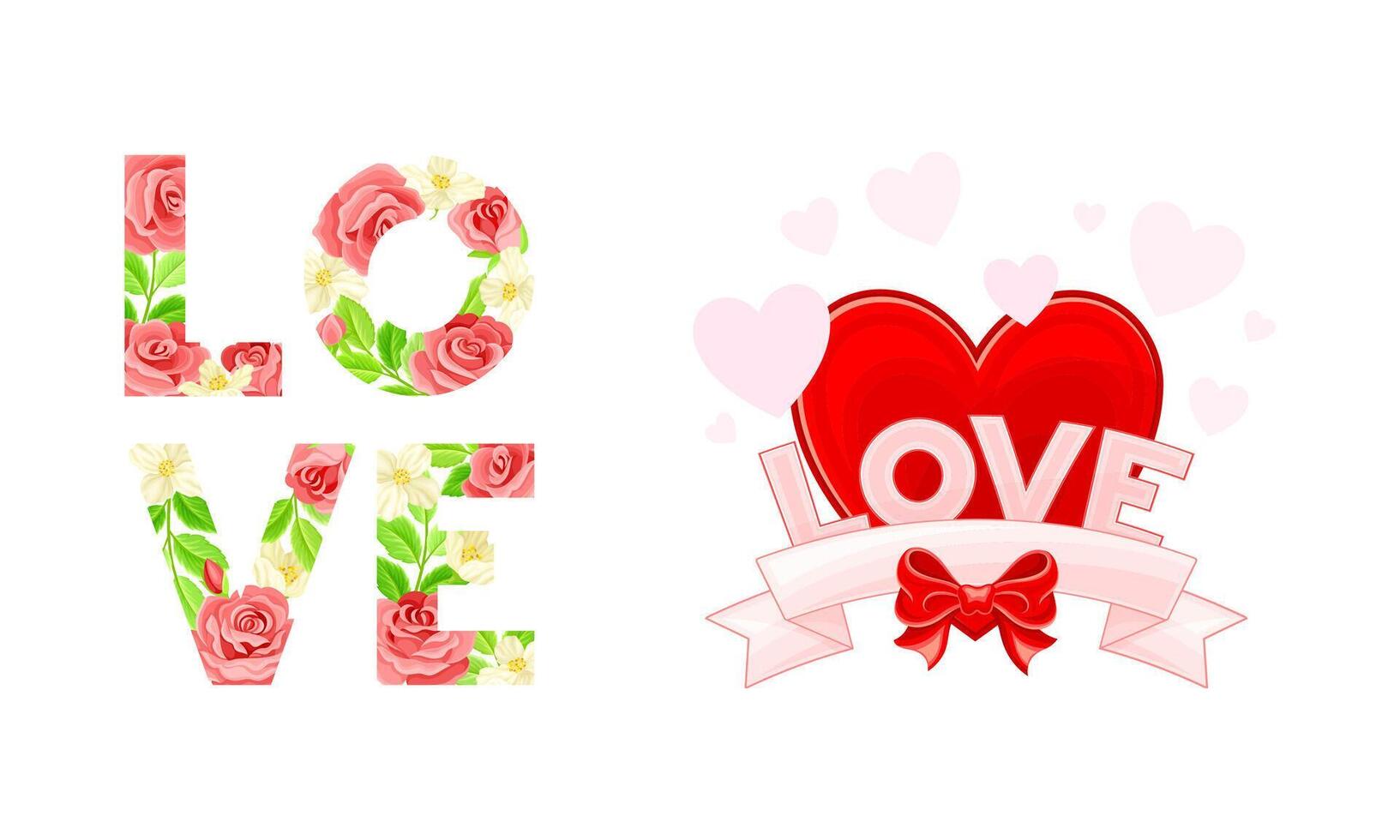 Love, dating, wedding, romantic event symbols set. Happy Valentine day signs illustration vector