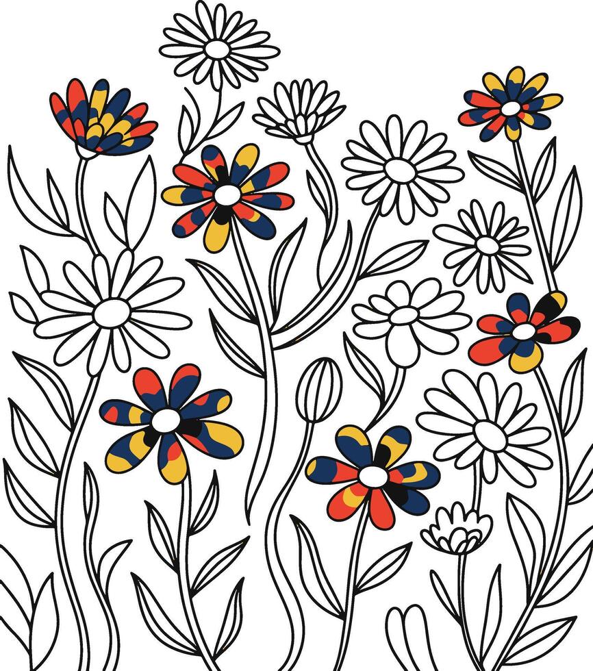 floral garden background line art design illustration vector