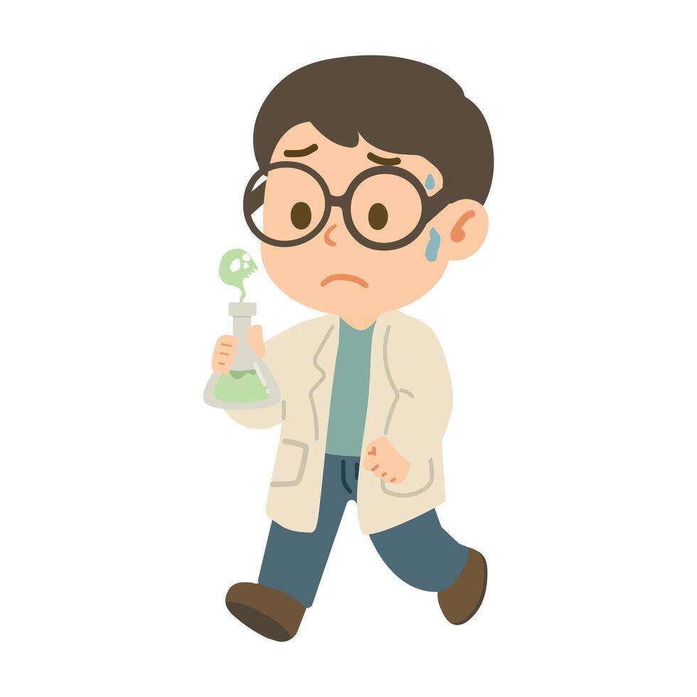 Cartoon Scientist Holding Toxic Flask vector