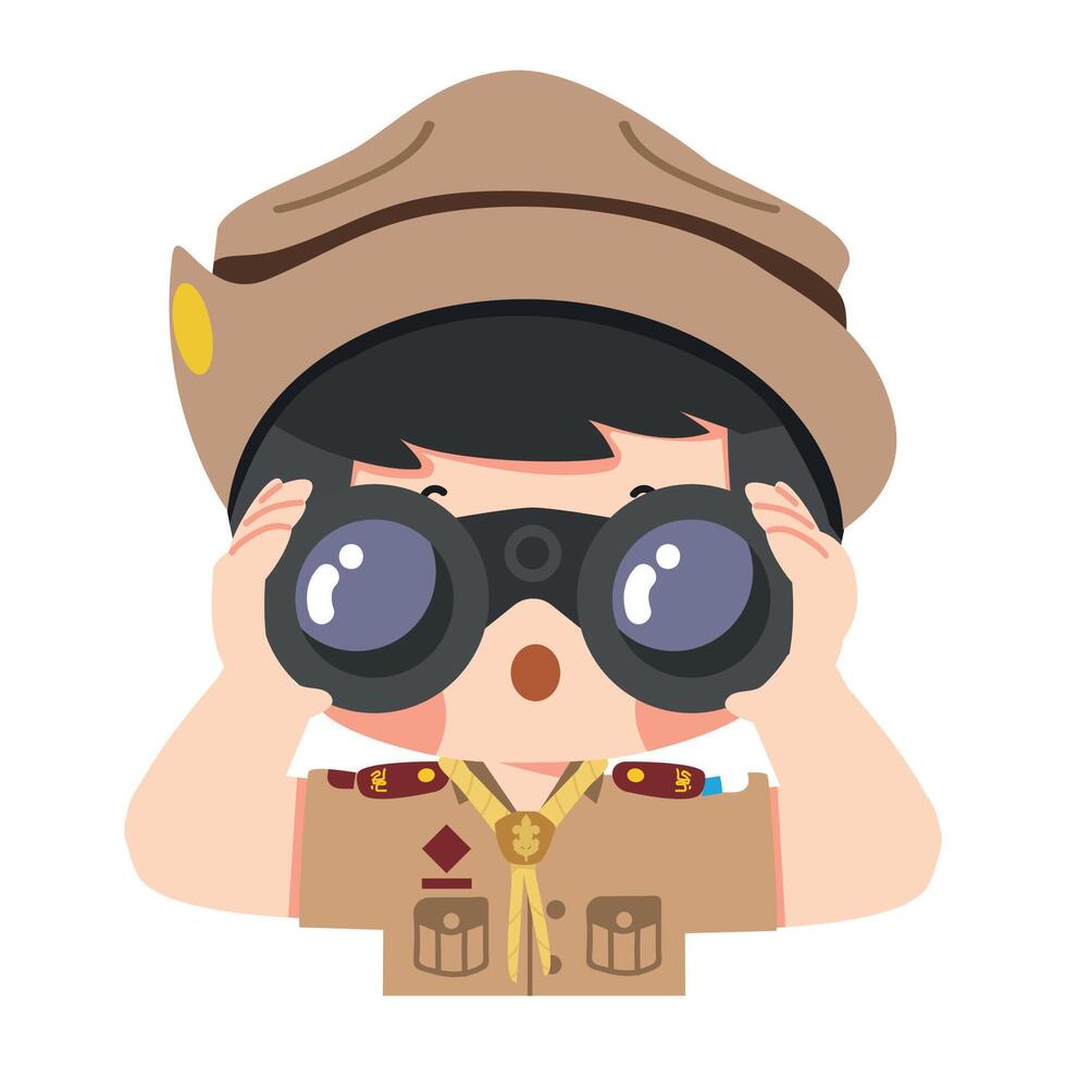 Cartoon Boy Scout Using Binoculars vector
