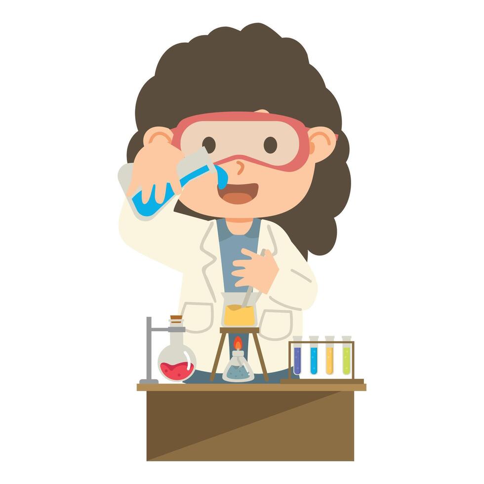 Illustration of Scientist Doing Chemistry Experiment vector
