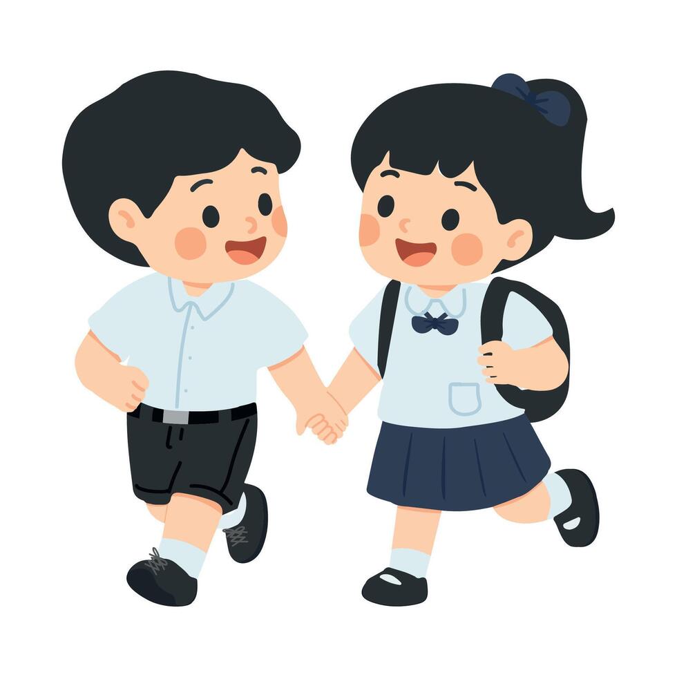 Illustration of School Children Holding Hands vector