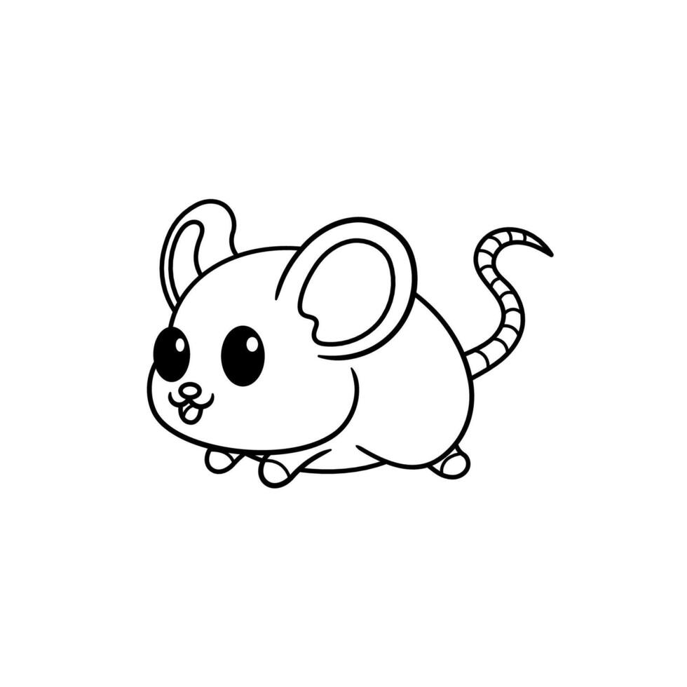 cute mouse running cartoon coloring book vector