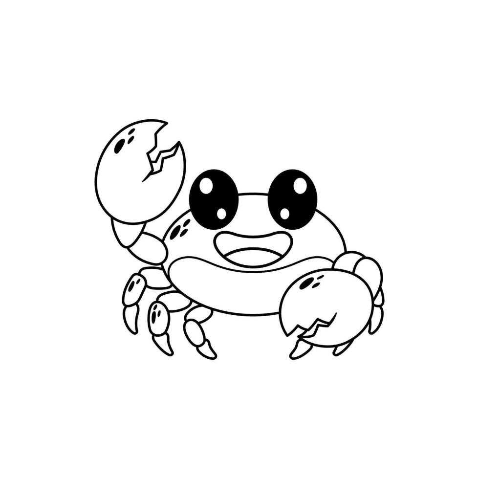 cute crab waving claw hand cartoon coloring book vector