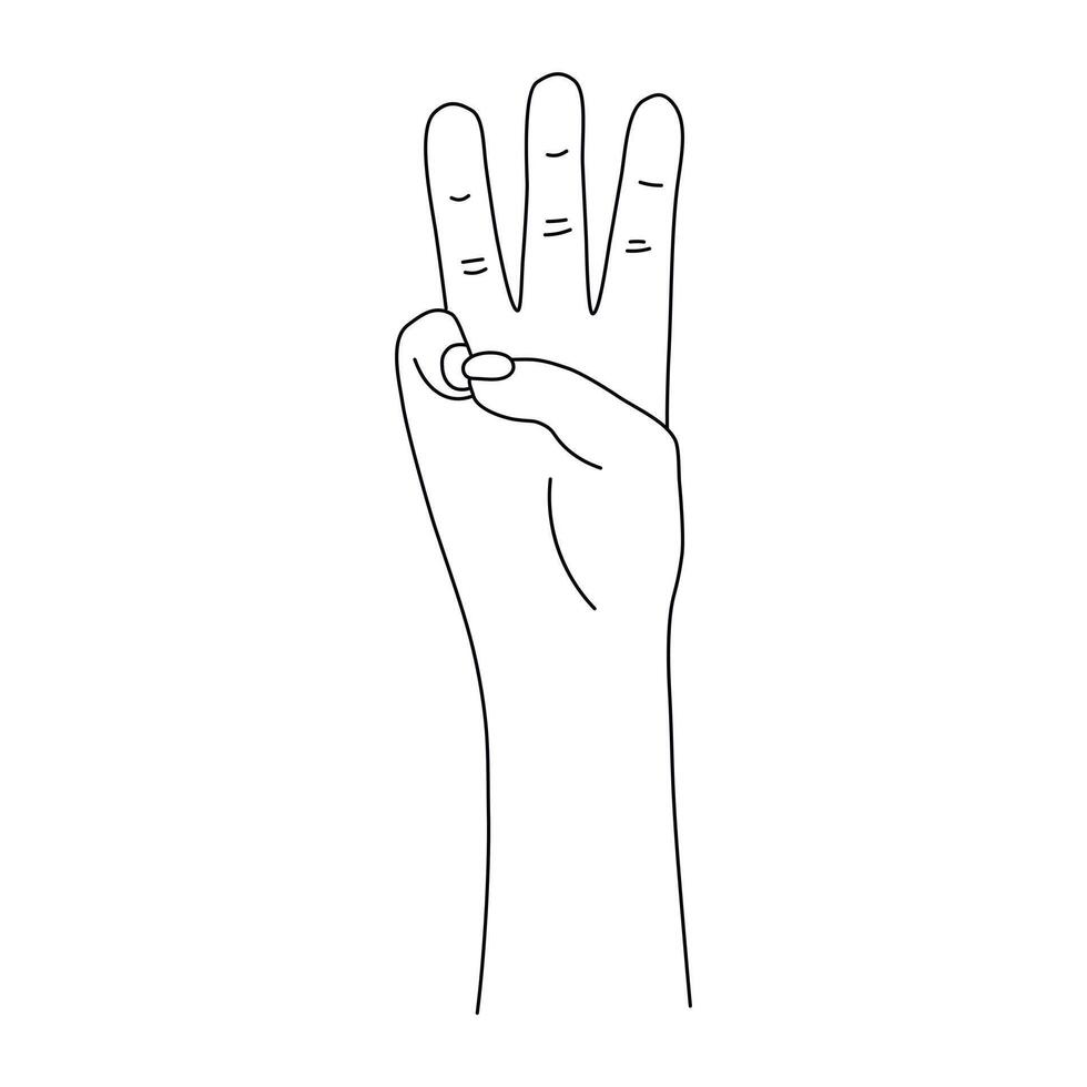 The national symbol of the trident, the coat of arms of Ukraine, 3 fingers, a outline woman's hand vector