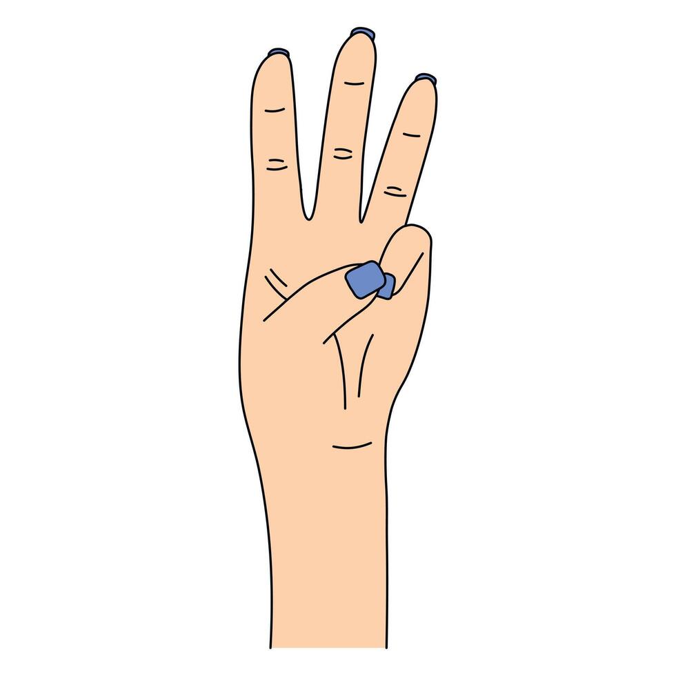 The national symbol of the trident, the coat of arms of Ukraine, 3 fingers, woman's hand vector