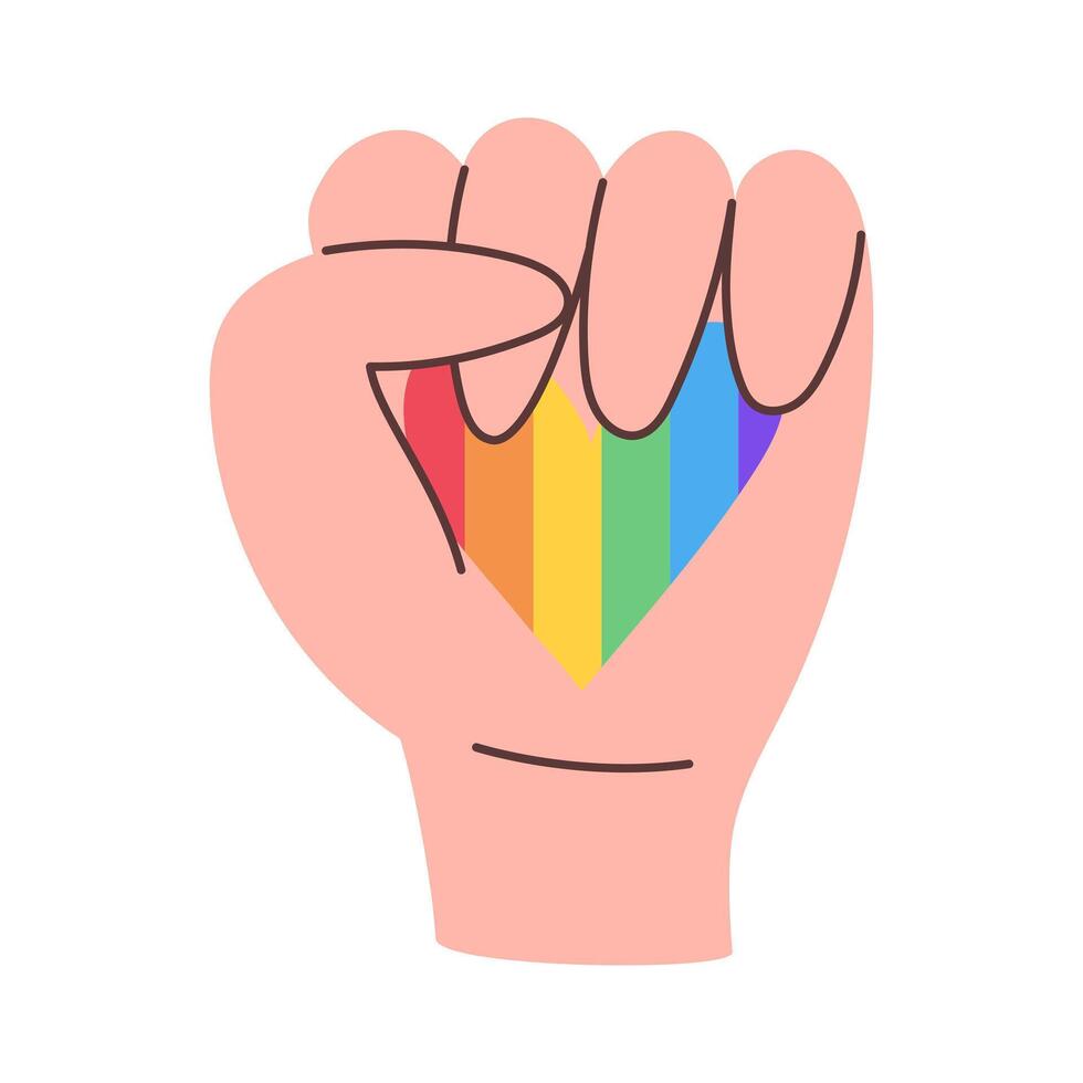 LGBTQ heart and hand. Symbol of the LGBT. Pride month. illustration. vector