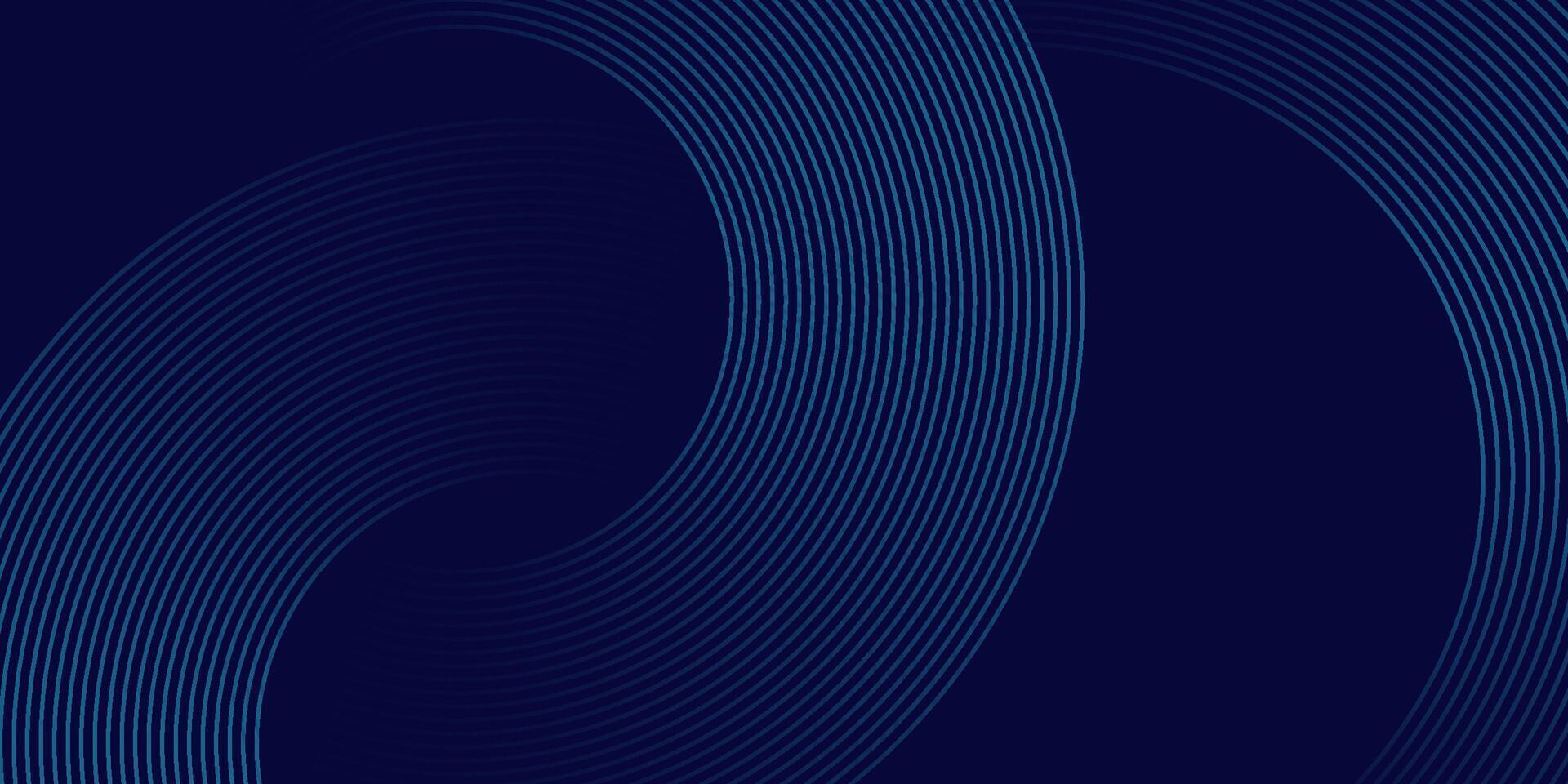 Abstract blue glowing geometric lines on dark blue background. Modern shiny blue circle lines pattern. Futuristic technology concept. Suit for cover, poster, banner, brochure, header, website vector