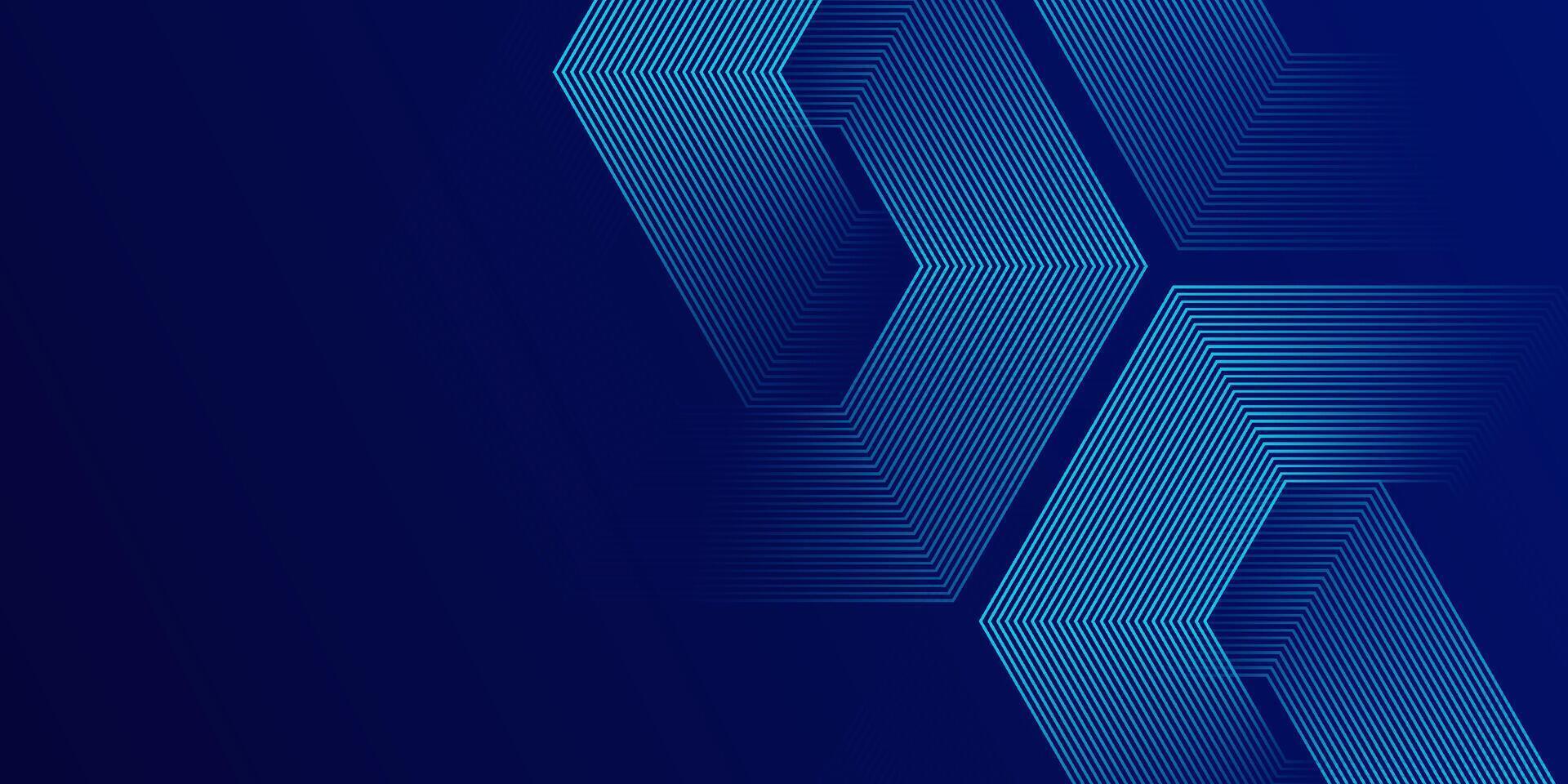 Dark blue background with hexagon lines pattern. Abstract shiny hexagon lines. Futuristic technology concept vector