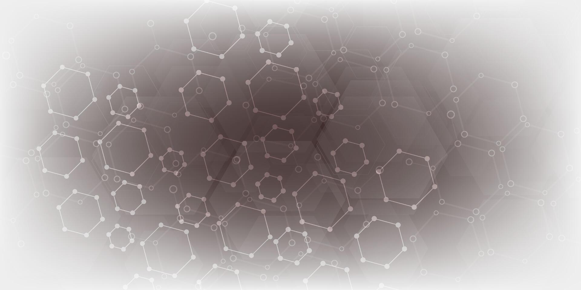 Hexagon cells and dots on abstract gray background. modern design vector