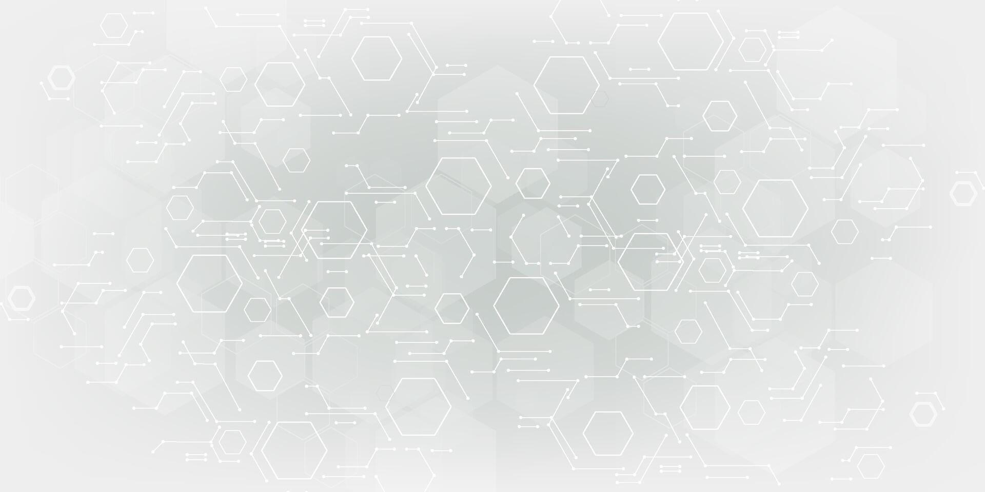 Abstract white bright technology hexagonal background. Connection structure vector