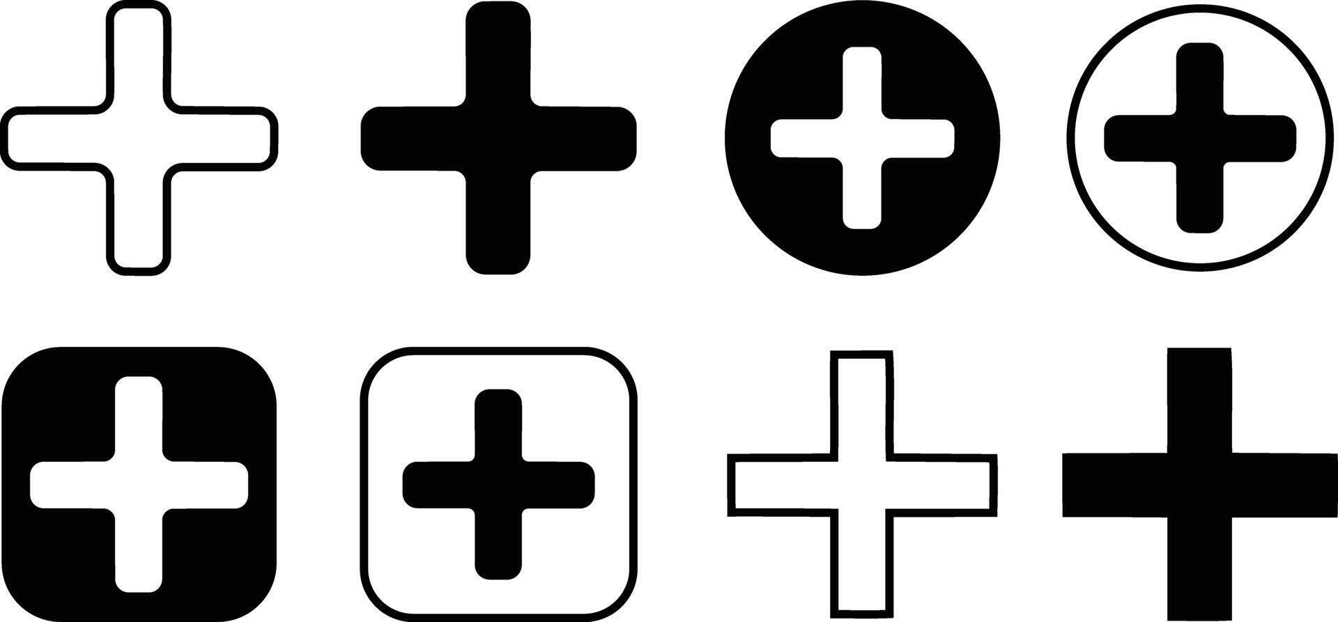 Plus Icon Outline thin set pack series vector