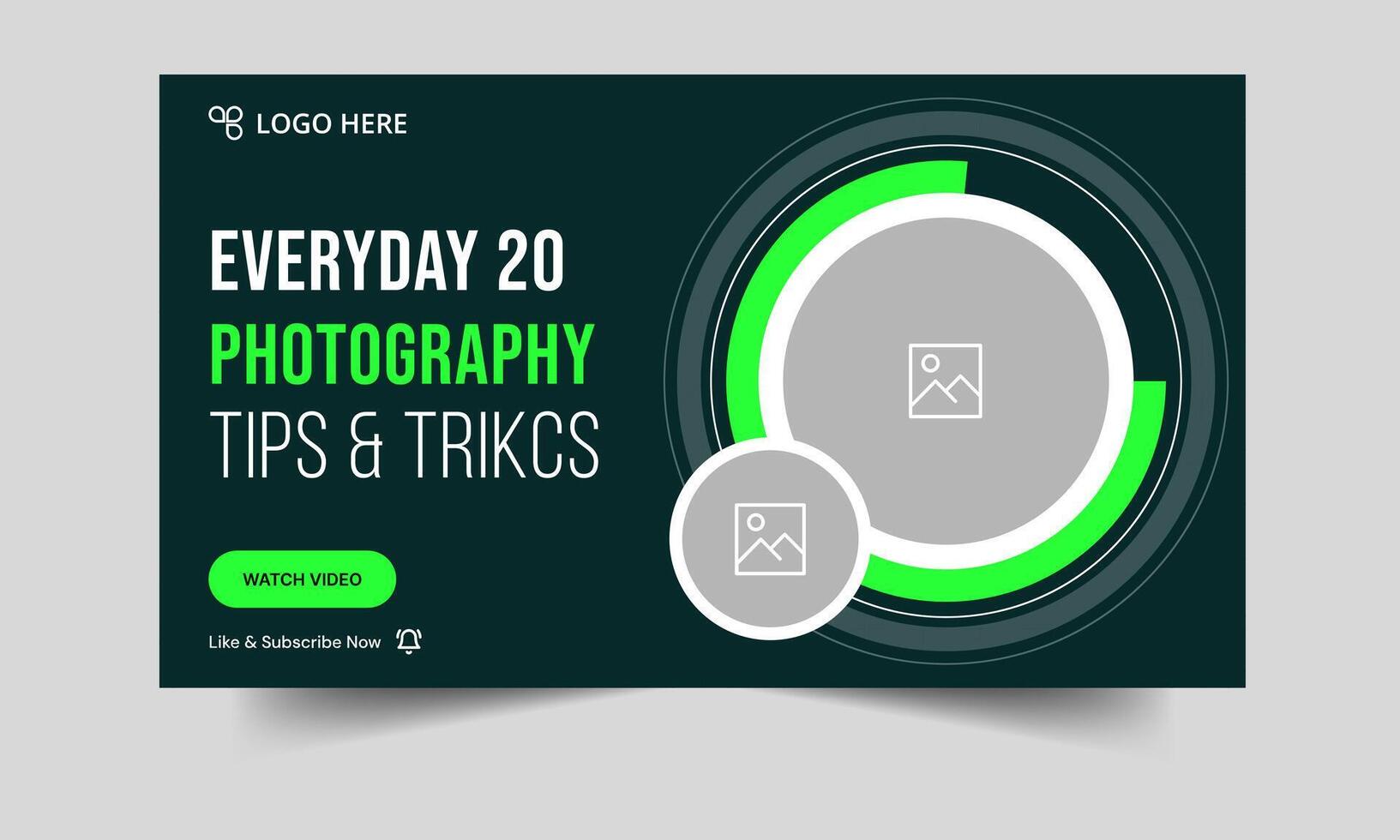 Everyday photography tips and tricks thumbnail banner design, daily photography techniques cover banner design, fully customizable eps 10 file format vector