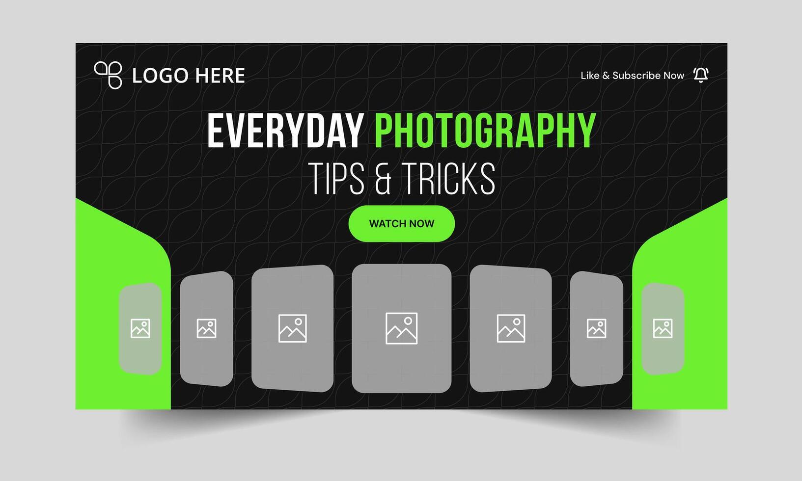 Top photography daily tips and tricks thumbnail banner design, daily photography learning tips and techniques cover banner design, editable eps 10 file format vector