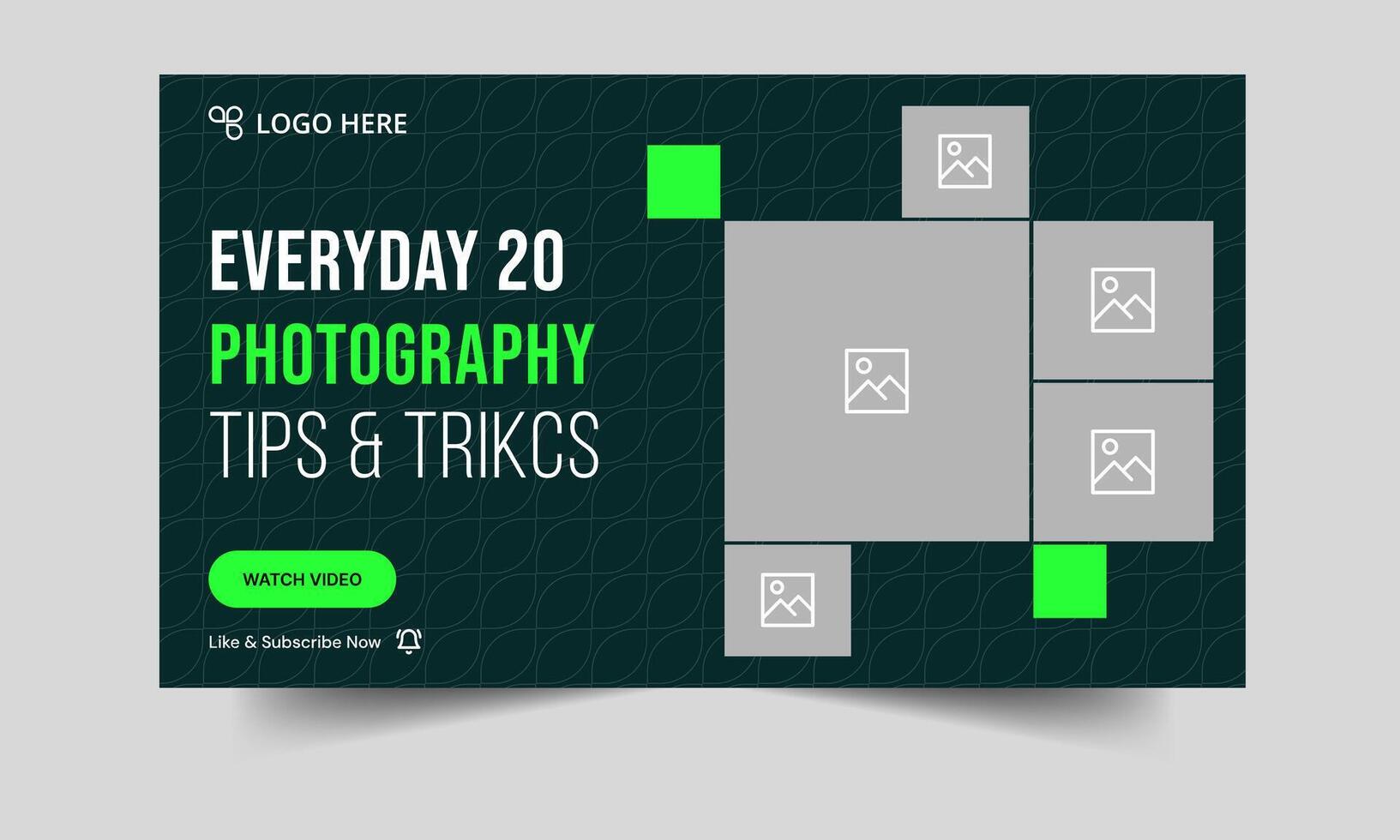 Unique photography tips and tricks thumbnail banner design, daily photography techniques cover banner design, fully customizable eps 10 file format vector