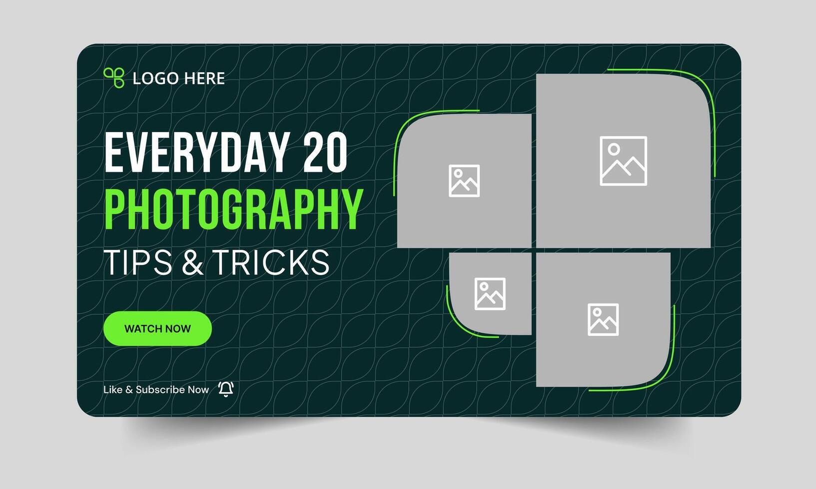 Top-notch photography daily tips and tricks thumbnail banner design, daily photography learning tips and techniques cover banner design, editable eps 10 file format vector