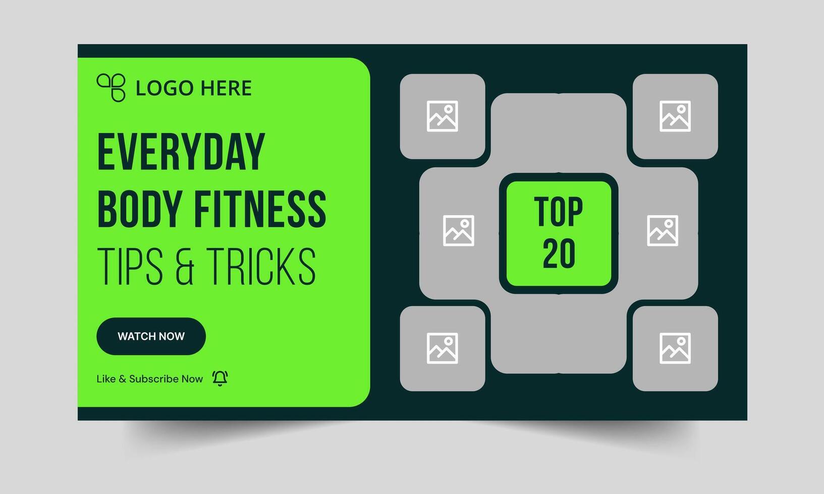 Top fitness thumbnail banner design, fitness tips and tricks banner design, customizable eps 10 file format vector